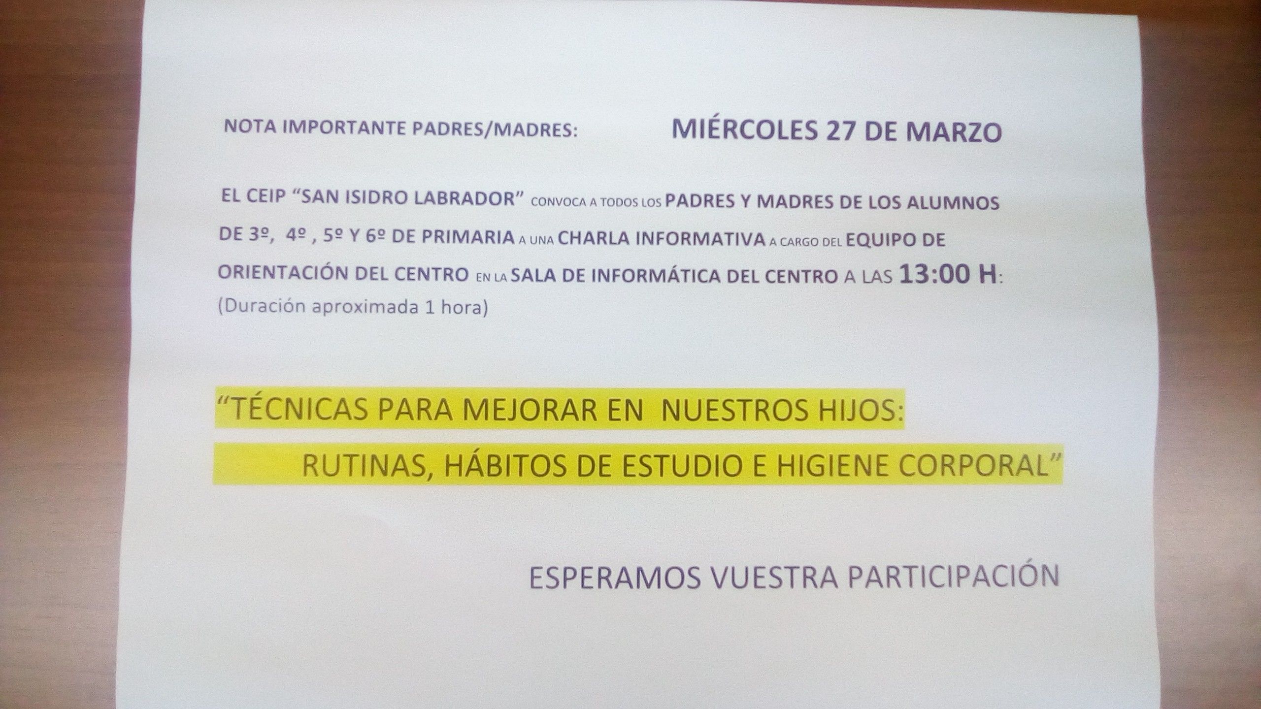 charla para padres EOEP