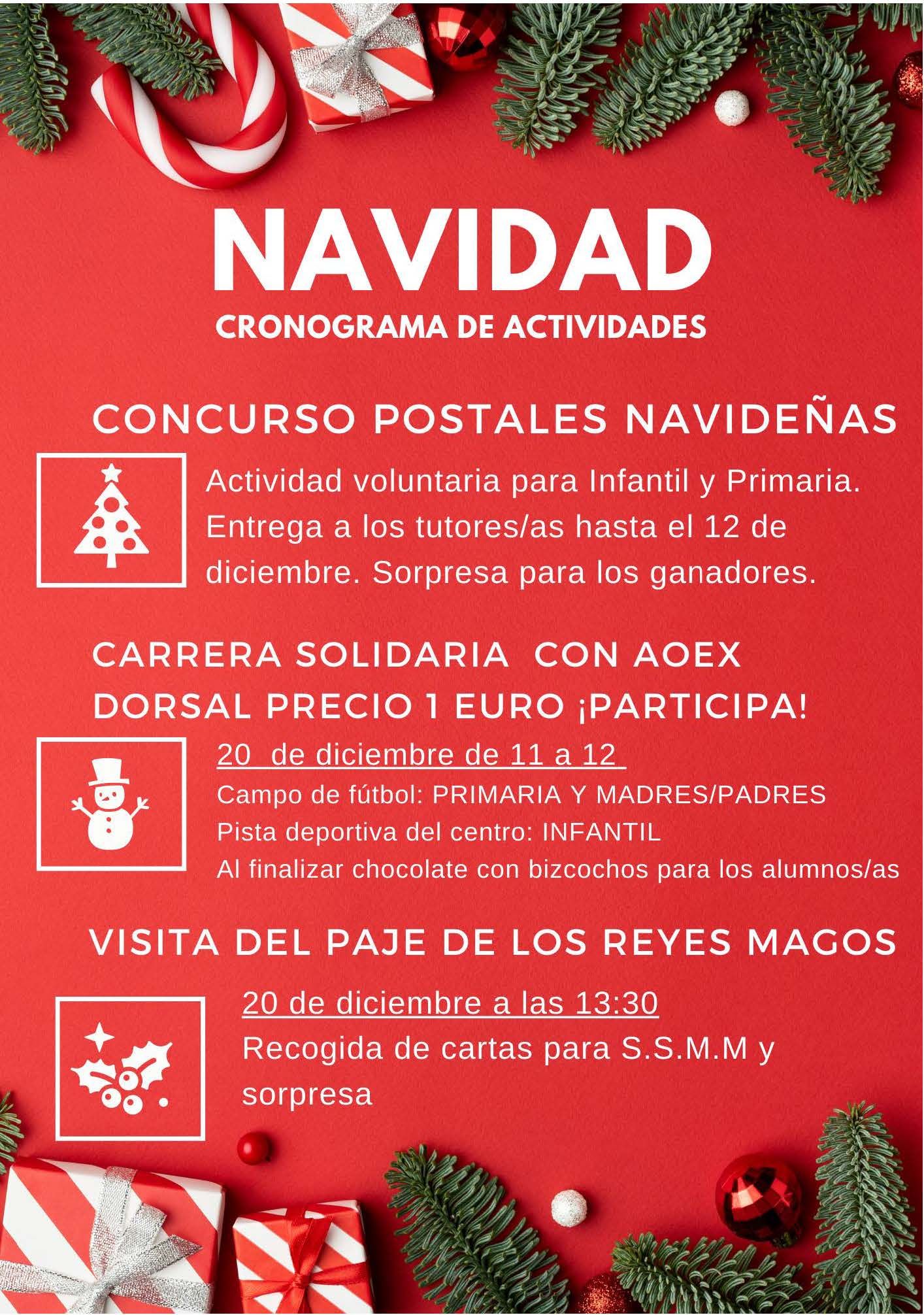 Cronograma actividades Navidad 2022