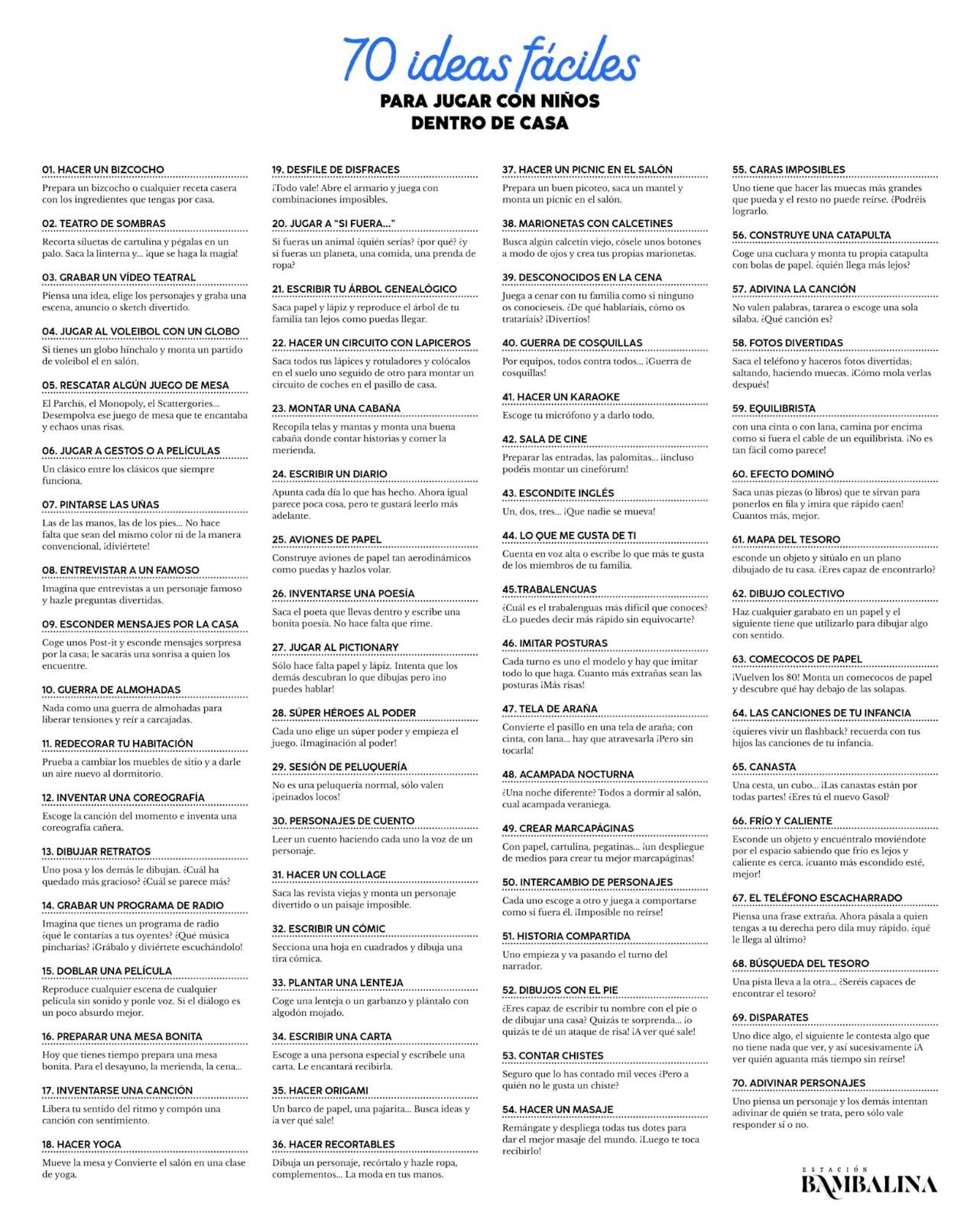 Actividades para realizar con nios