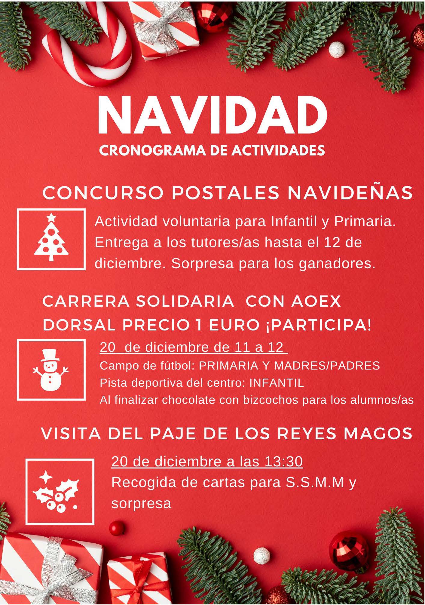 Cronograma actividades Navidad 2022