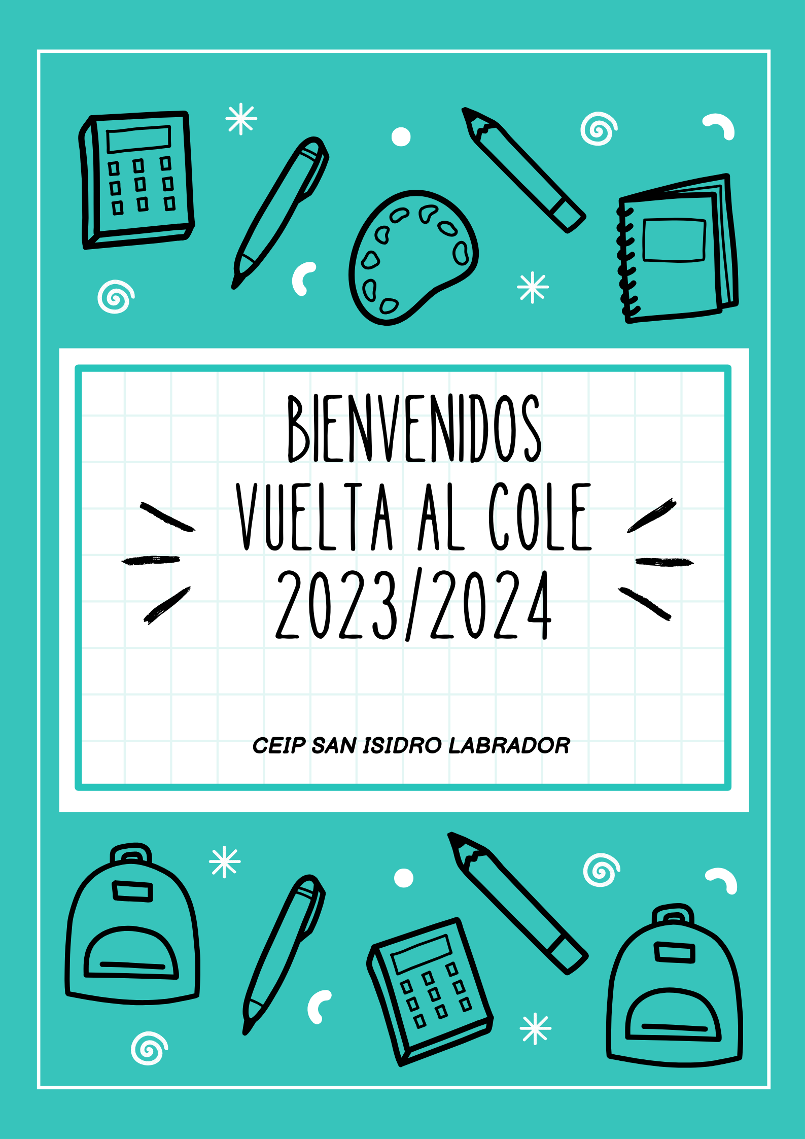 Pster Nuevo Curso Escolar Minimalista Azul