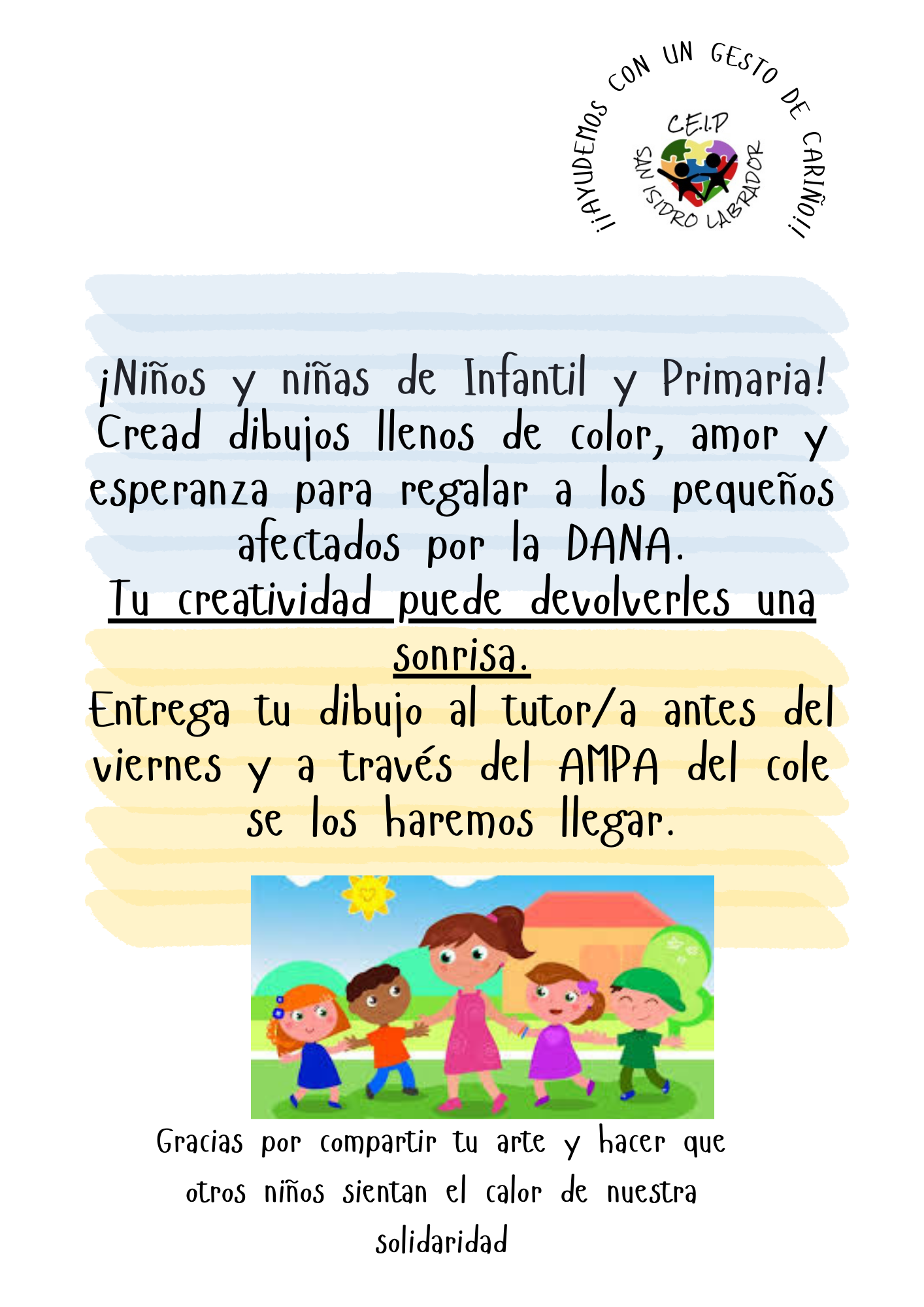 Cartel Ayuda Solidaria nios afectados por la DANA
